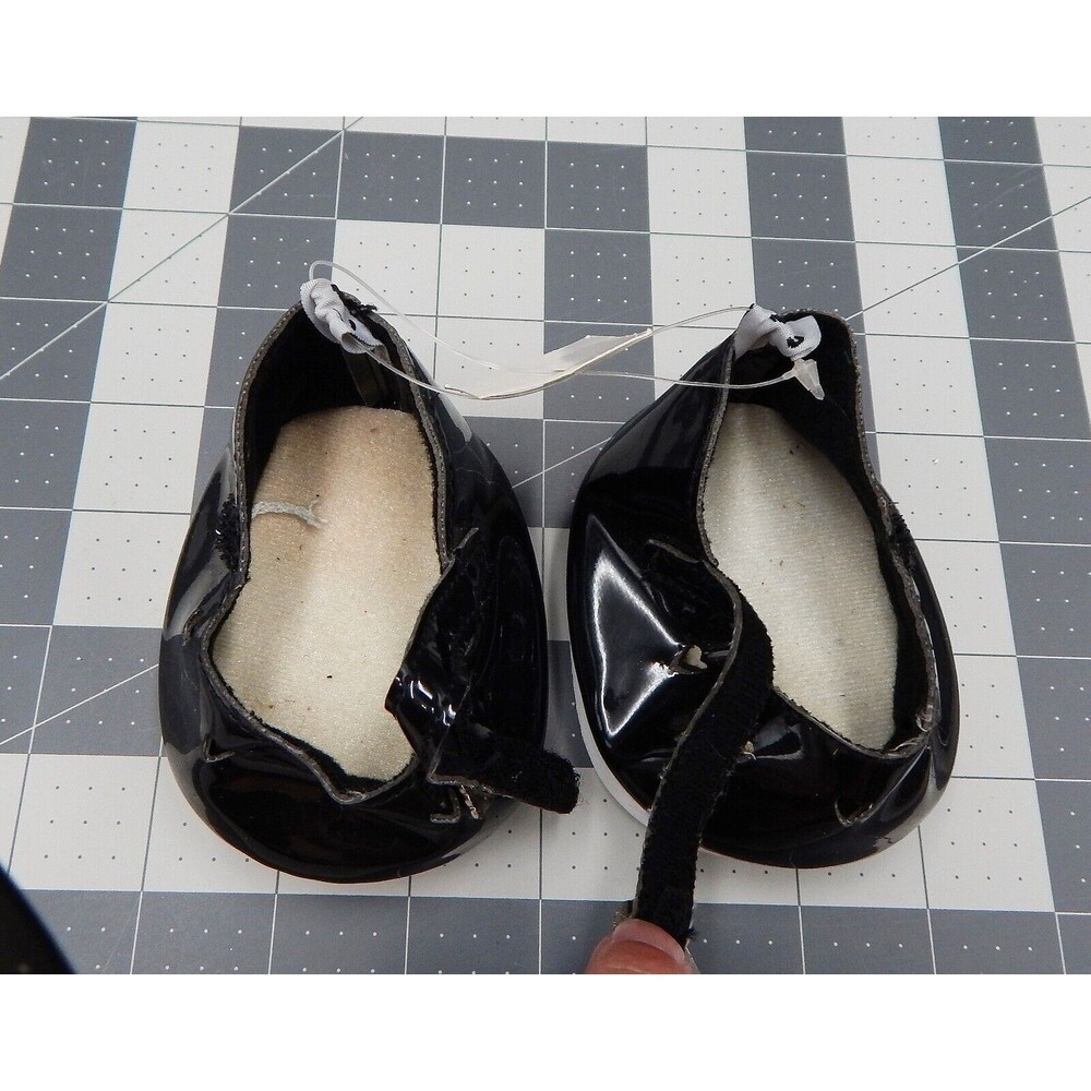 Teddy Mountain Bear Toy Shoes Black Patent Mary Jane Hearts